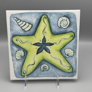 Starfish 8 inch Square Tile Trivet Home Accent Nautical Beachy Seashells Turkey
